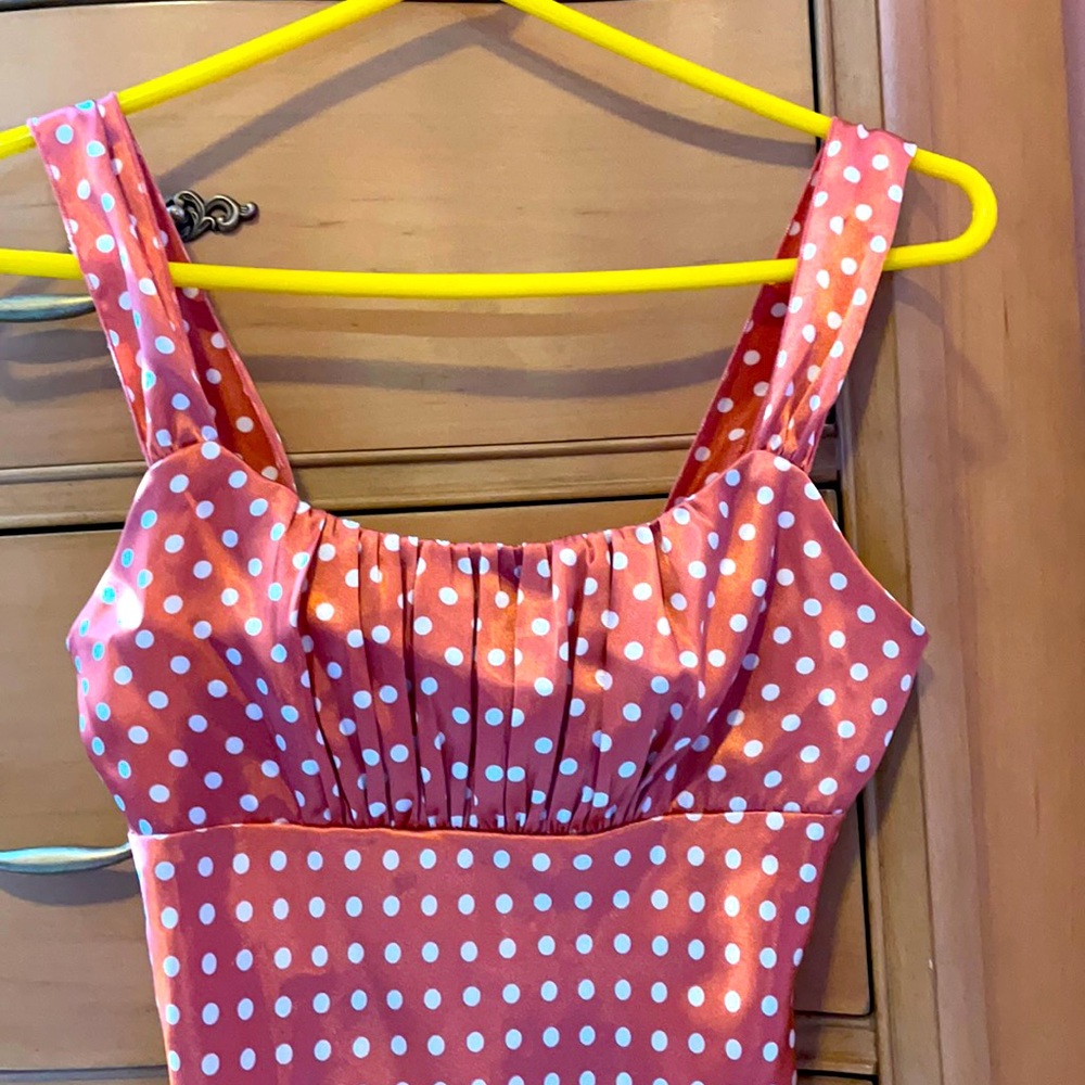 pink and white polka dot tank top